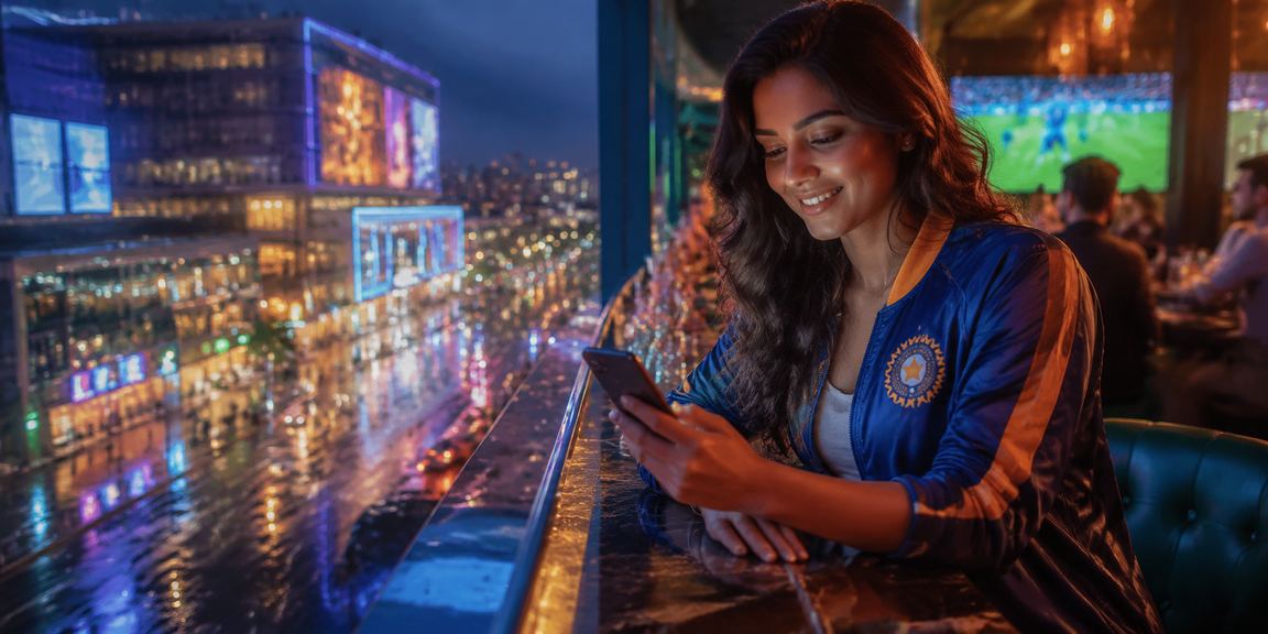 Mumbai neon lights and lively casino scene